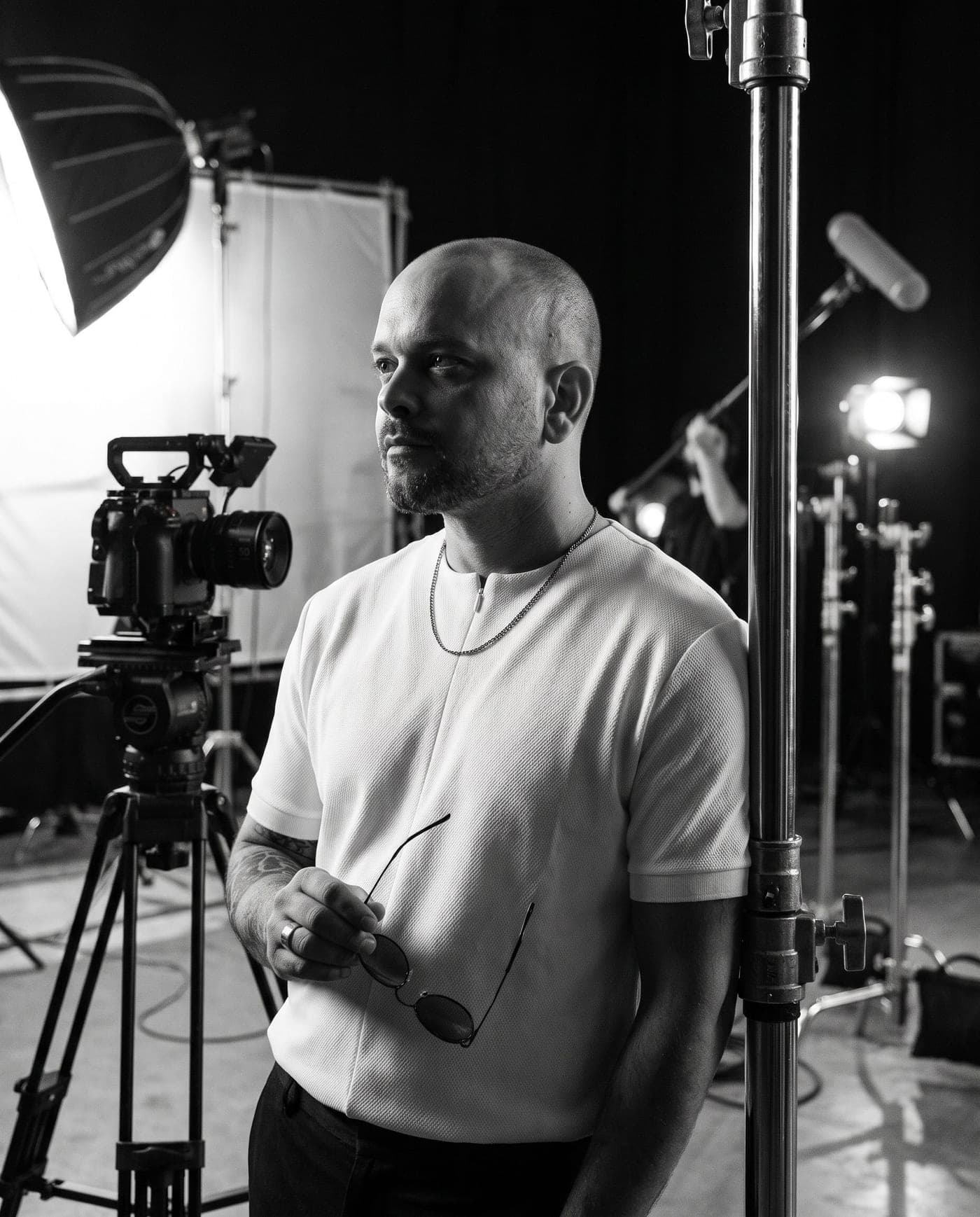Levi Jota, art director of Eleven Creative Studio, on a film set.